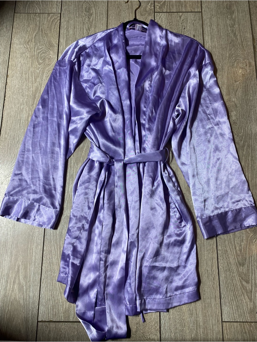 Vintage Victoria's Secret Lavender Purple Liquid Satin Kimono Short Robe OS